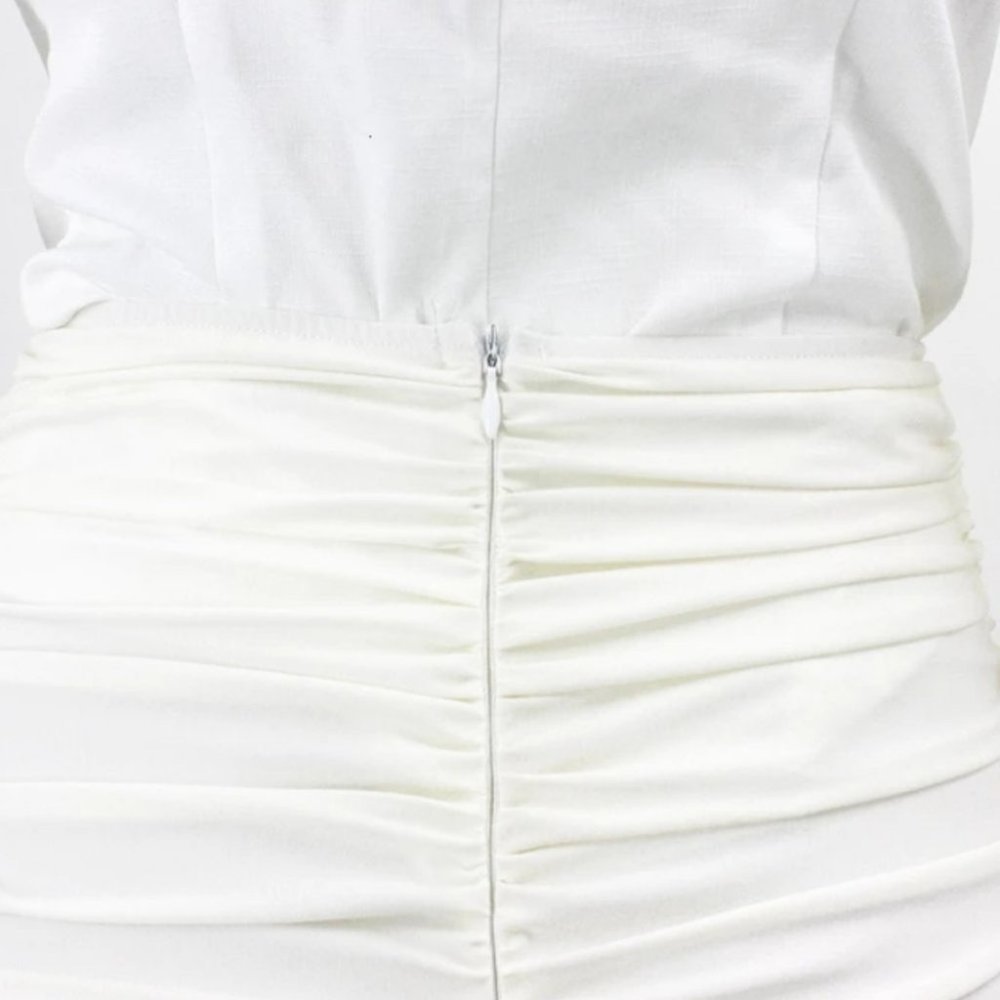 CHIC IN White Ruched Mini Dress - Picture 4 of 11